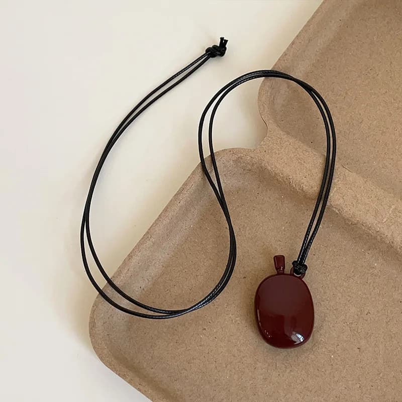 Fashion Black Leather Rope Long Silver Geometric Water Drop Pendant Water Bottle Sweater Chain Women