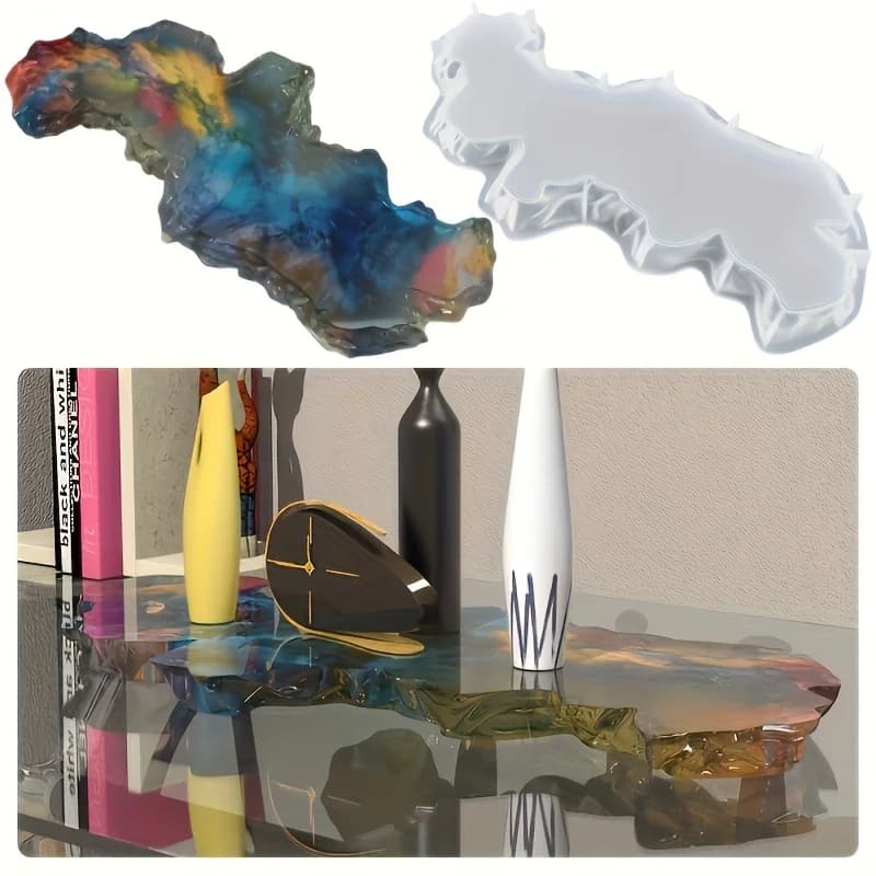 1pc Epoxy Resin Casting Silicone Mold with Irregular Edge Tray, DIY Jewelry Tray, Storage Tray Mold, Platter Storage Board
