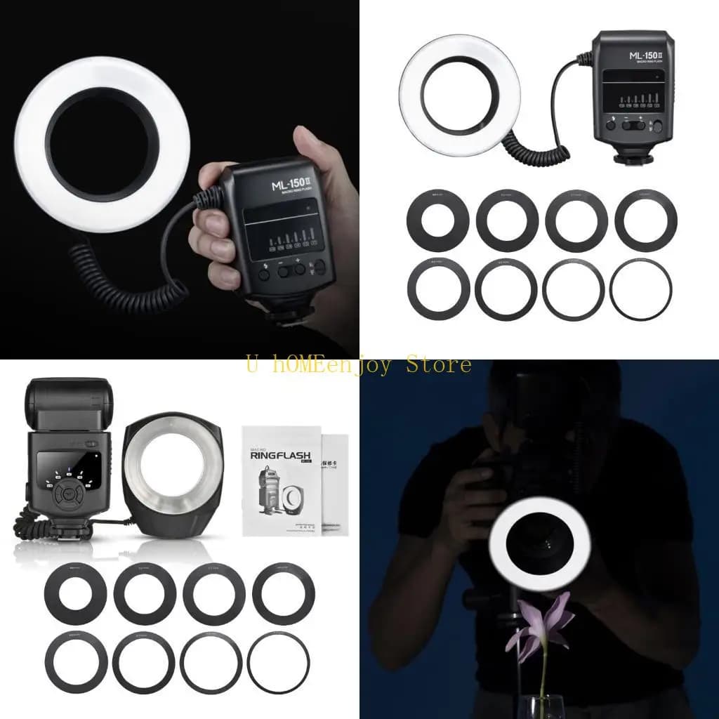 B0KF High Brightness LED Macro Rings Flash Light Photography Rings Flash Adjustable Color Temperature for Close Up Photography