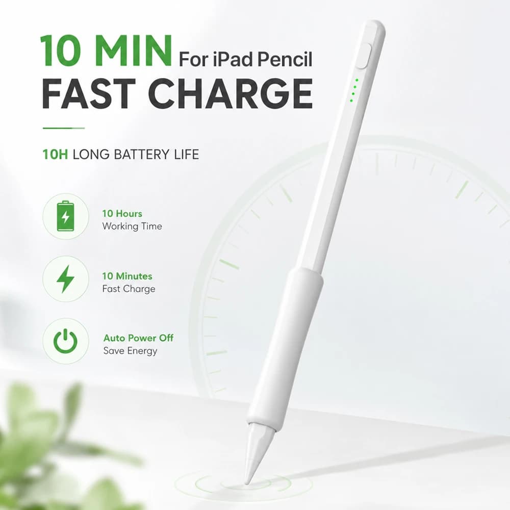 10Min Fast Charge iPad Stylus Pen 10H Battery Life Touchscreen Pencil with Silicone Pen Sleeve Set for iPad Pro Air Mini Drawing