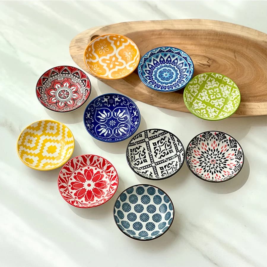 6/10 Pezzi di Piatti per Condimenti in Ceramica, Piatti Boemia, Piatti per Salsa, Salsa di Soia Domestica, Aceto Piatti per Spezie, Adatto per Cucine di Casa, Ristoranti, Barse per Sushi, Feste, Pentole Calde, Campeggio, Barditi, Frie