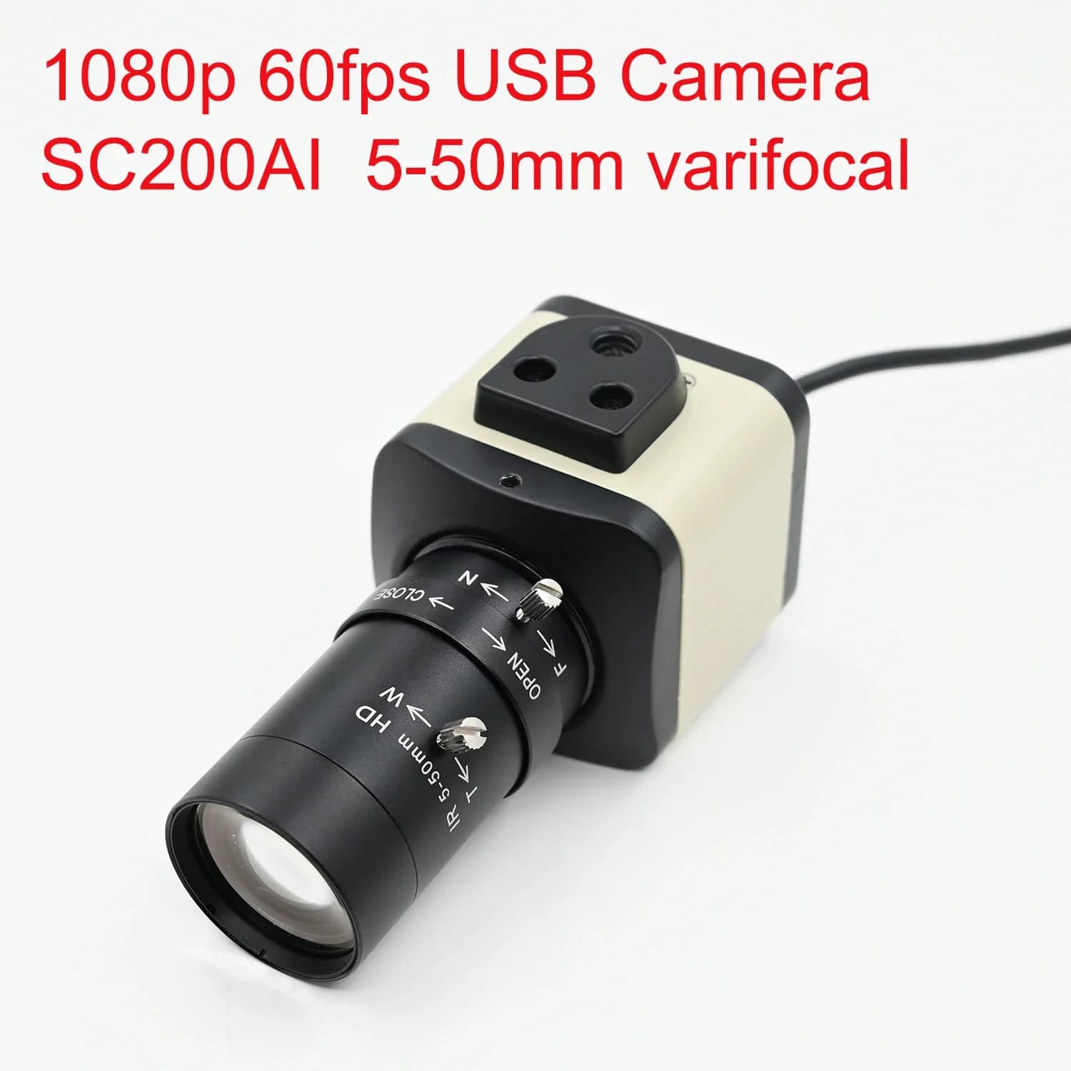 1080P 60fps USB camera with CS lens varifocal 5-50mm 2.8-12mm, webcam HD 1920x1080, SC200AI, plug and play compatible with UVC