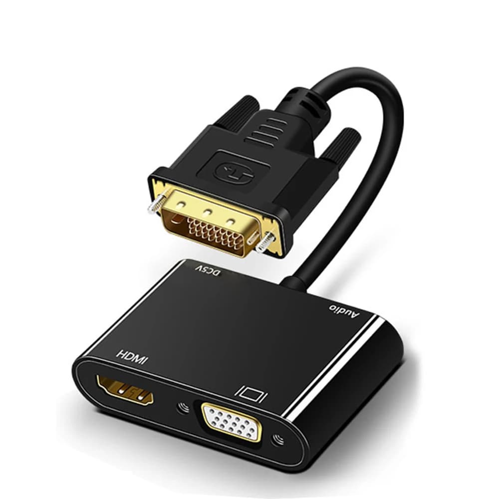 HDMI splitter converter from DVI to VGA 1080P Double Display DVI to HDMI Converter VGA Splitter for PC Laptop Monitor TV Projector