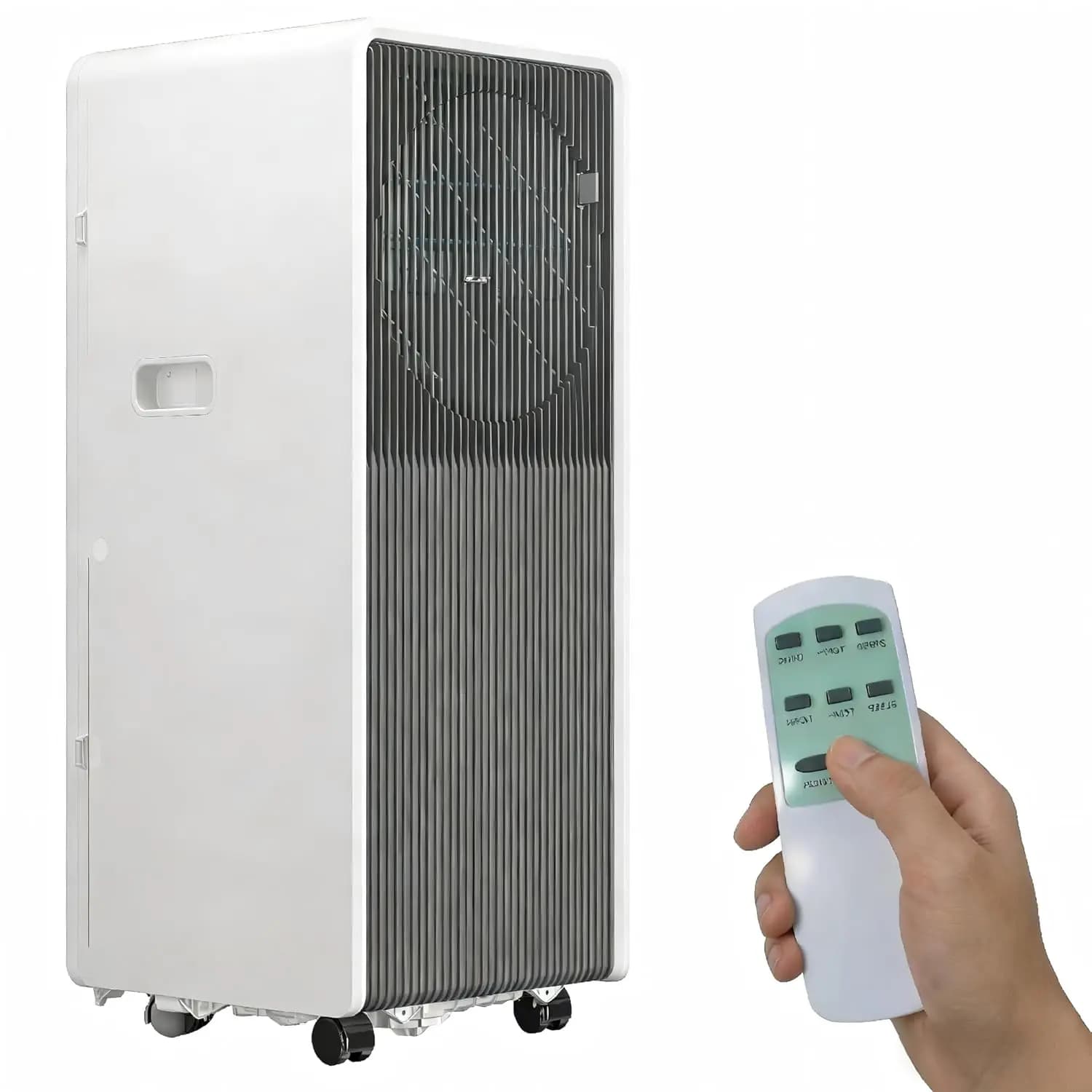 Condizionatore d'Aria Portatile 14000 BTU con Deumidificatore, Timer 24H, Modalità Notte, Livello Acqua, Telecomando, Kit per Finestra, 700 Piedi Quadrati, Bianco Grigio, Personalizzabile