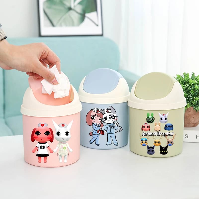 Animals Hospitals Trash Can Kawaii Bin with Cover Bedroom Garbage Cans Fashion Desktop Organizer Mini Bin Dustbin Gift Hot Sales
