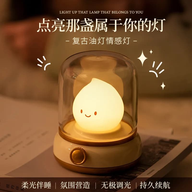 Luce notturna retrò USB ricaricabile con timer dimmer continuo Lampada da scrivania Camera da letto Comodino Sonno Protezione per gli occhi Luce ambientale