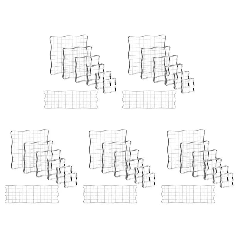 A84E-35 Pieces Clear Stamp Blocks, Acrylic Stamping Blocks Tools Set With Grid For Scrapbooking Crafts, Cards, Schedule Book