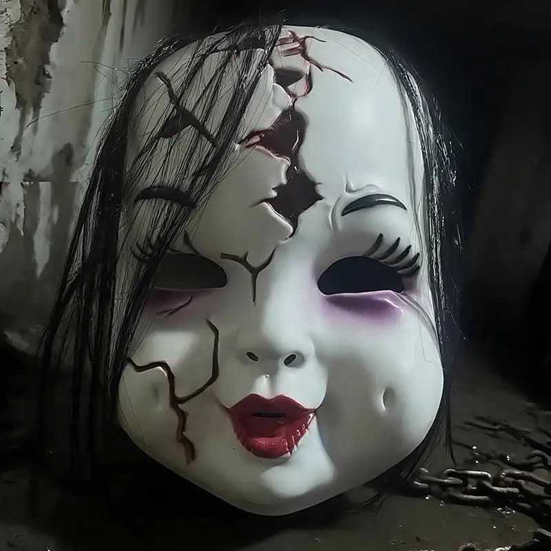 Maschera per bambola fantasma Chucky di Halloween, casco integrale da 1 pezzo, oggetti di scena per costumi spaventosi, copricapo cosplay per feste in maschera