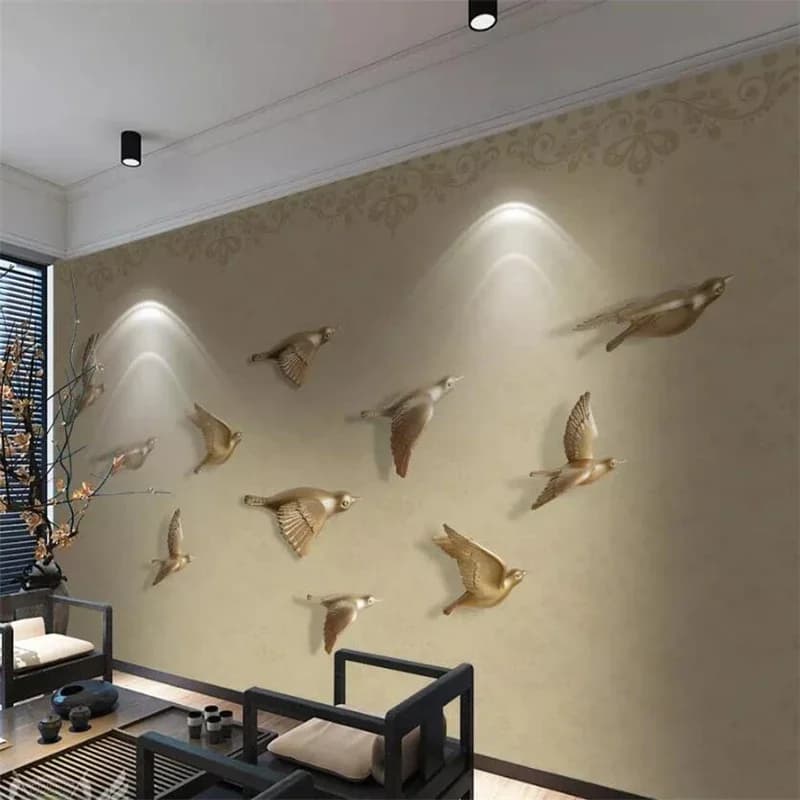 Carta da parati personalizzata 3d grande murale nuovo uccello volante cinese sfondo pittura Nordic astratto uccello murale televisione papel de pared