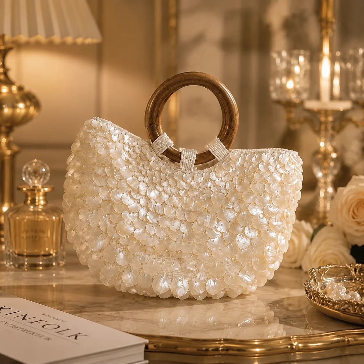 2026 New Sequins Shell Evening Clutch, Luxury Niche Birthday Gift Handbag for Women, Detachable Chain Crossbody Shoulder Purse for Wedding Party Banqu