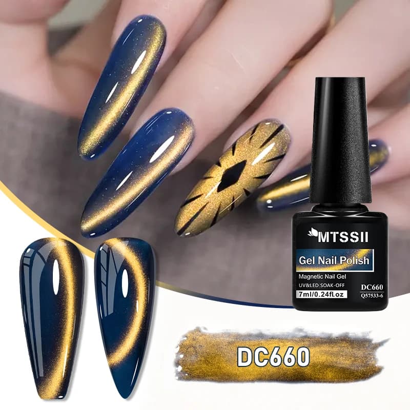 Smalto gel per unghie magnetico con gemme dorate da 7 ml Soak Off Forniture per salone di bellezza Vernice UV LED Decorazioni per nail art per manicure di lunga durata