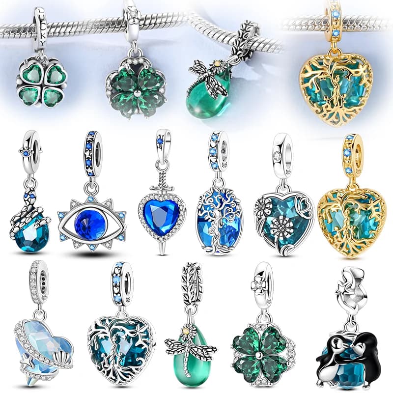 Nuovi ciondoli in argento sterling 925 a forma di serpente, pinguino e albero della vita per braccialetti originali da donna, idea regalo fai da te