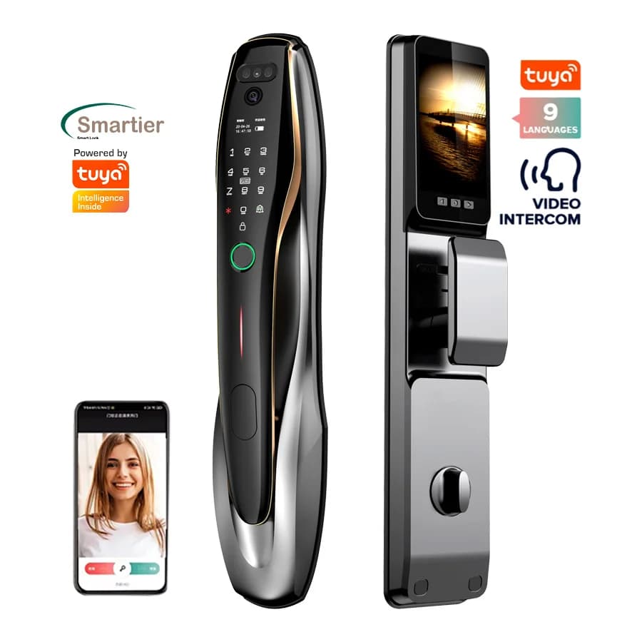 Glomarket 3d Riconoscimento facciale Cerradura Inteligente Blocco digitale App Wifi Fotocamera Password Impronte digitali Serrature intelligenti Tuya senza chiave