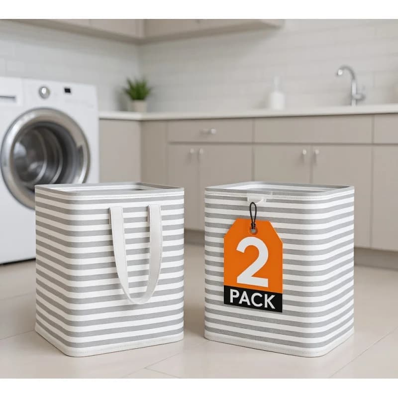 ,2Spacious folding wooden door basket for clothes, independent waterproof door basket, with easy to carry handle, laundry room