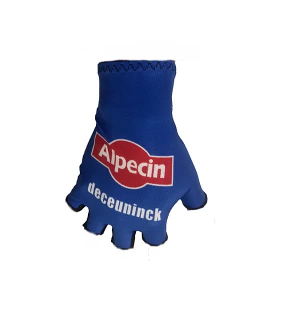 ALPECIN Deceuninck TEAM BLUE A pair of cycling knitted gloves with half fingers Ice gloves for road bike MTB