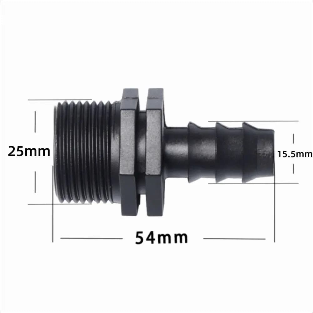 Practical Female Male Thread Garden Hose Barb Connector 16mm 20mm 25mm PE Screw Joint Irrigation Pipe Fitting