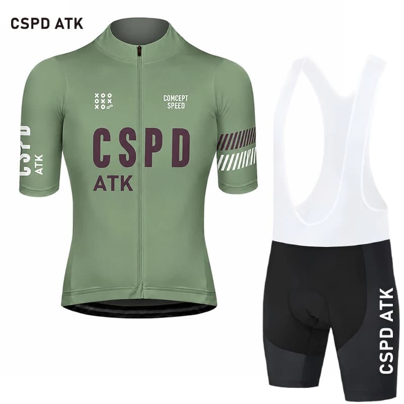 CSPD ATK 26Men's Cycling Jersey Set Summer Road Cycling Sweatshirt Moisture wicking Cycling Paddle Sponge Cushion Cycling Shorts