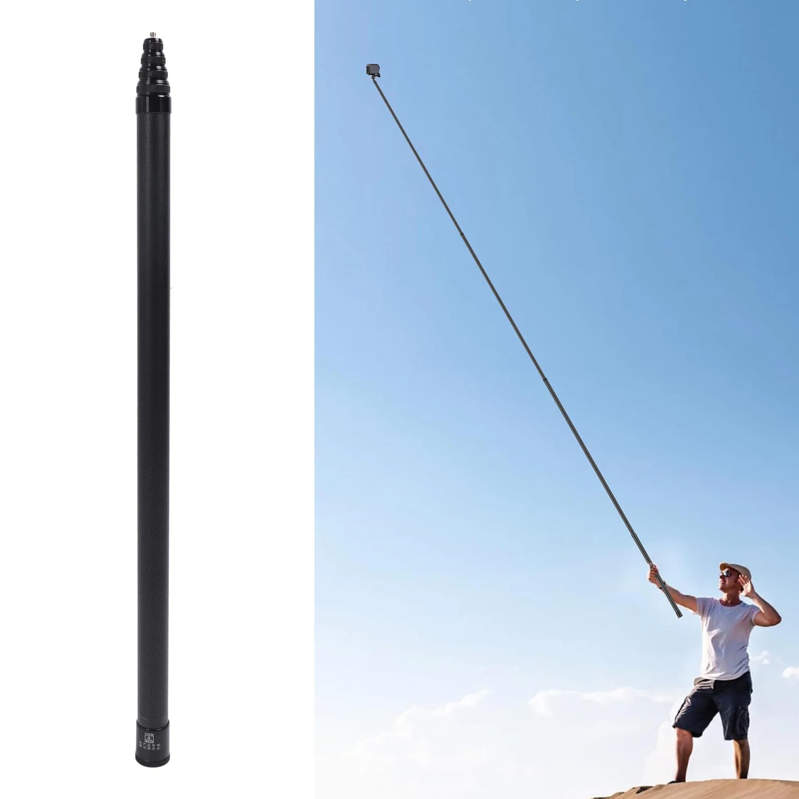Invisible Selfie Stick 16.4ft 9 Section Extended Invisible Selfie Stick for X4 X3 X2 Action Cameras Carbon Extension Pole