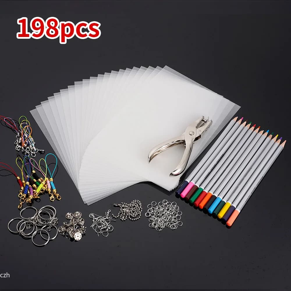 Heat Shrink Plastic Sheets Set Shrinky Art Film Paper Sheet Kit DIY Keychain Ornaments Creative Craft Embellishment Scrapbooking