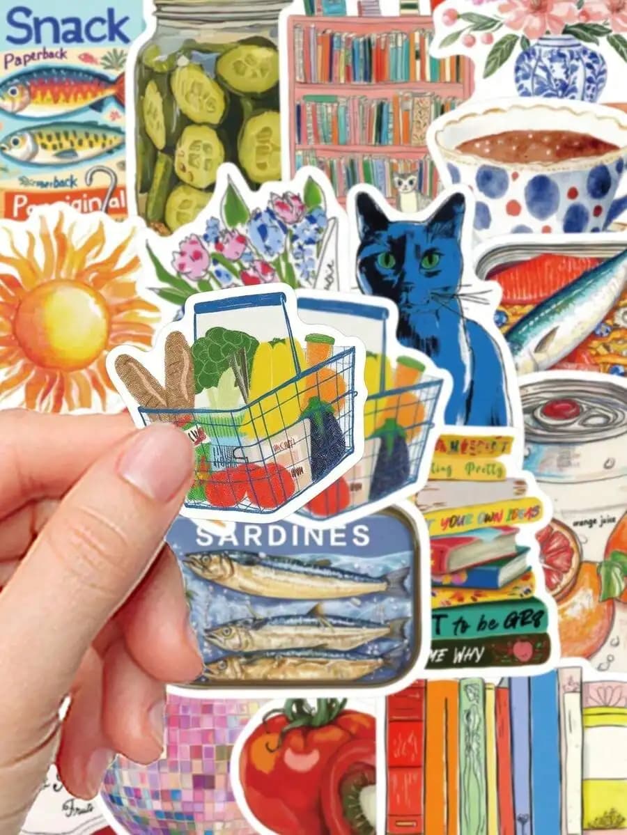 50Pcs Illustrated Mediterranean Vintage Stickers For DIY Decor On Notebooks, Laptops, Phones, Planners, Tumblers And Guitars