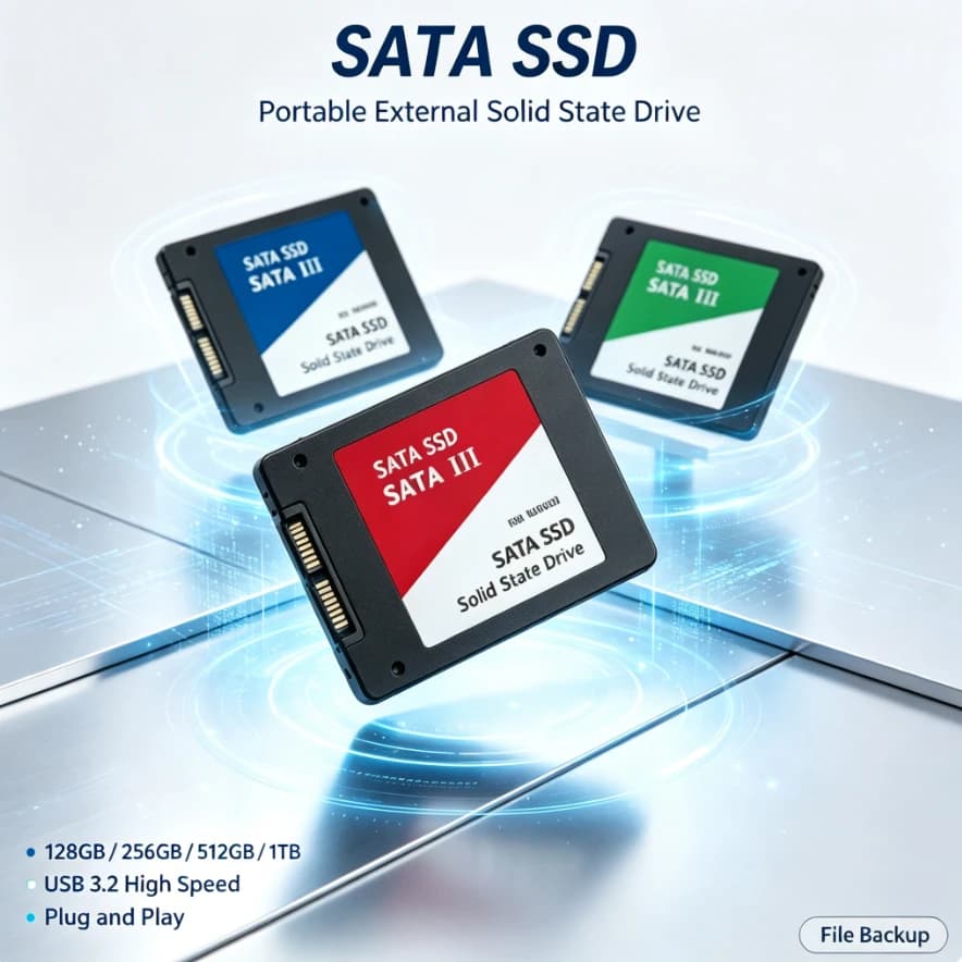 [Brand+] Original Portable External SATA SSD High‑Speed Large Capacity Storage Drive For Laptop Mac Smartphone Data File Backup