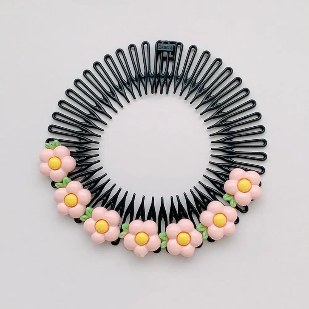 Fashion Spring Cartoon Invisible Extra Hair Holder Round Fixed Combs Hair Styling Comb Bear Love Fixed Teeth Combs Women