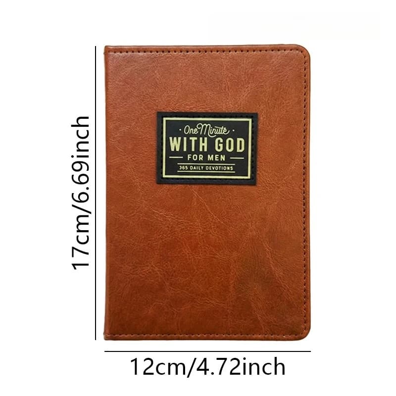 365 Daily Devotions Prayer Journal for Men, Leather One Minute with God Bible Study Diary, Christian Religious Gift for Daily Spiritual Reading