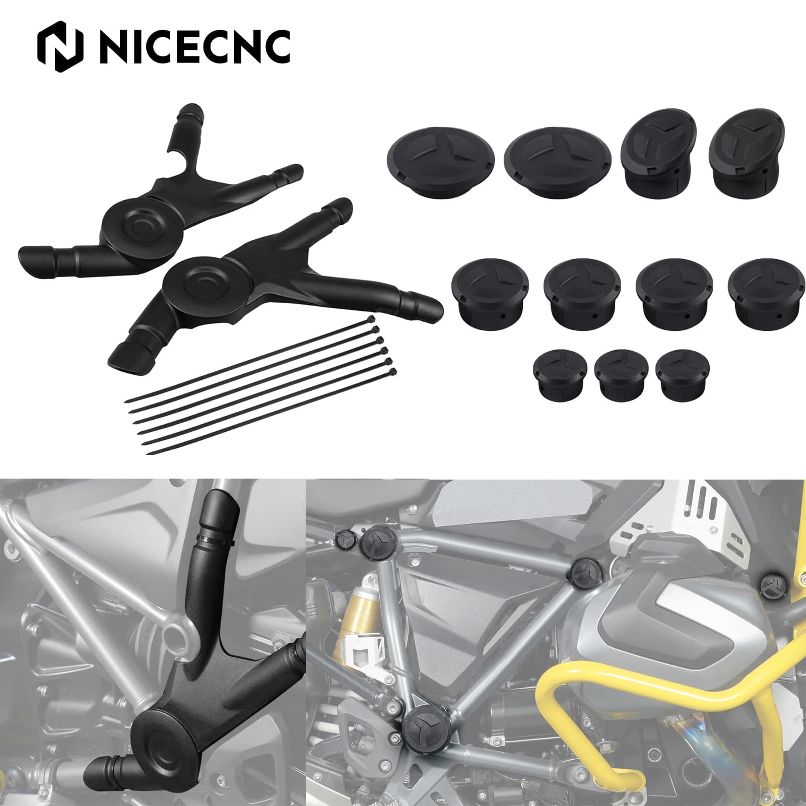 NICECNC Protezione telaio moto 11 pz Tappi per fori telaio per BMW R1250GS Adventure 2018-2024 R1250 GSA R1250GS 2018-2022