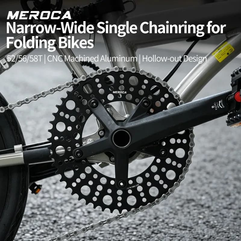 2 Pack 130 BCD 5‑Bolt Narrow Wide Single Chainring 52T 56T 58T Aluminum Alloy Bicycle Replacement Part for Folding Bike