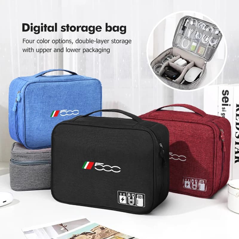 Large Capacity Car Storage Digital DataCable Organizer Bag For Fiat For 500 5CC 124 125 125 500 695