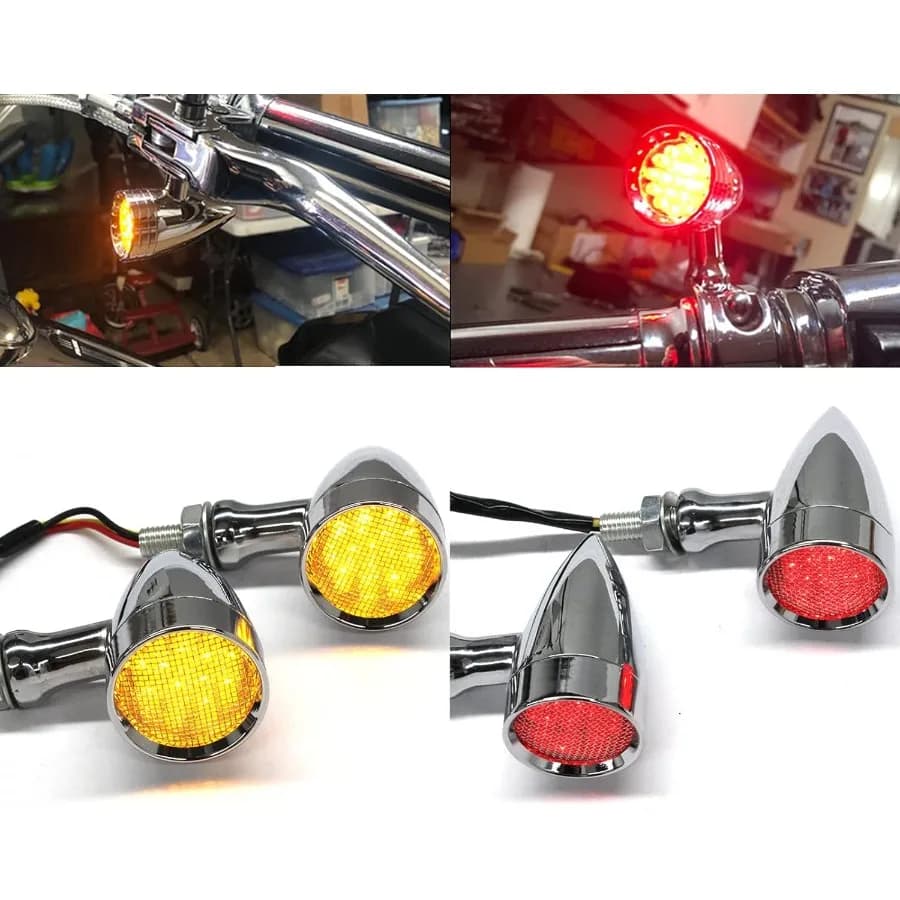 4 Luci LED Ambra Rosse per Moto, Indicatori di Direzione Anteriori e Posteriori, Luci di Coda per Sportster 883 Street Bike Dirt