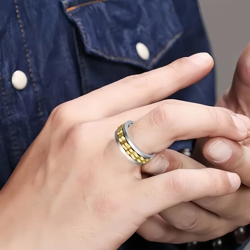 Anello di agitazione per l'ansia rotante con ingranaggi in stile punk di moda Anelli spinner in acciaio al titanio per uomo Gioielli per feste di nozze rock