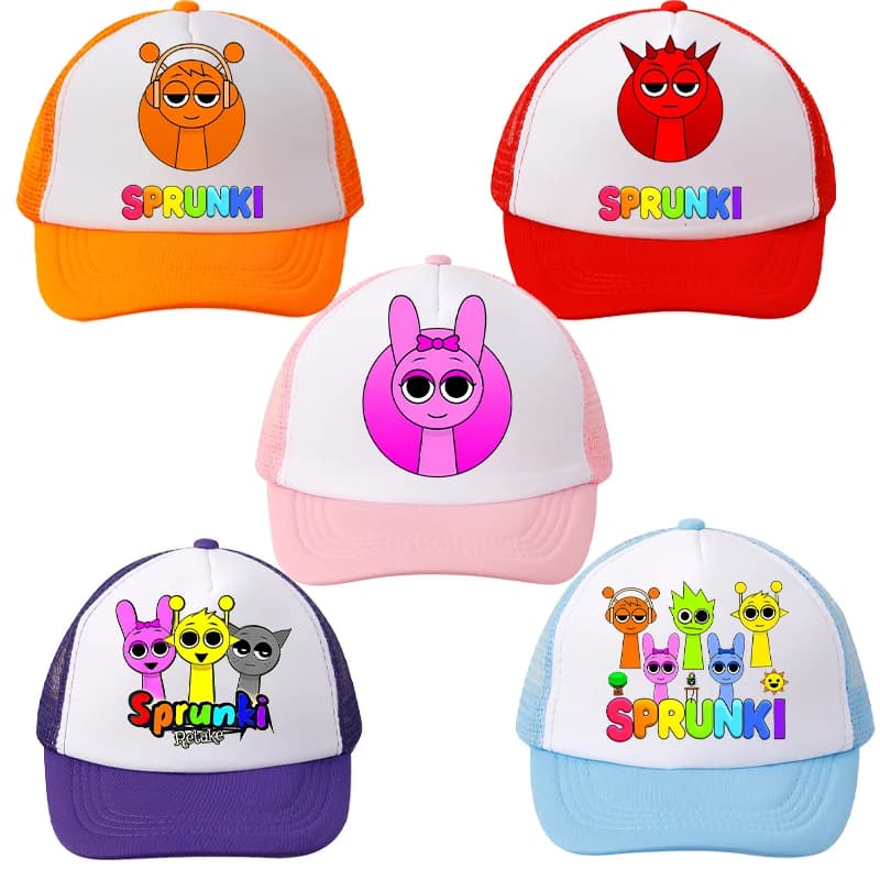 Sprunki Kids Baseball Caps Boys Casual Hat Cartoon Game Children Sports Sun Hat Adjustable Peaked Cap Bonnet Girl Birthday Gift