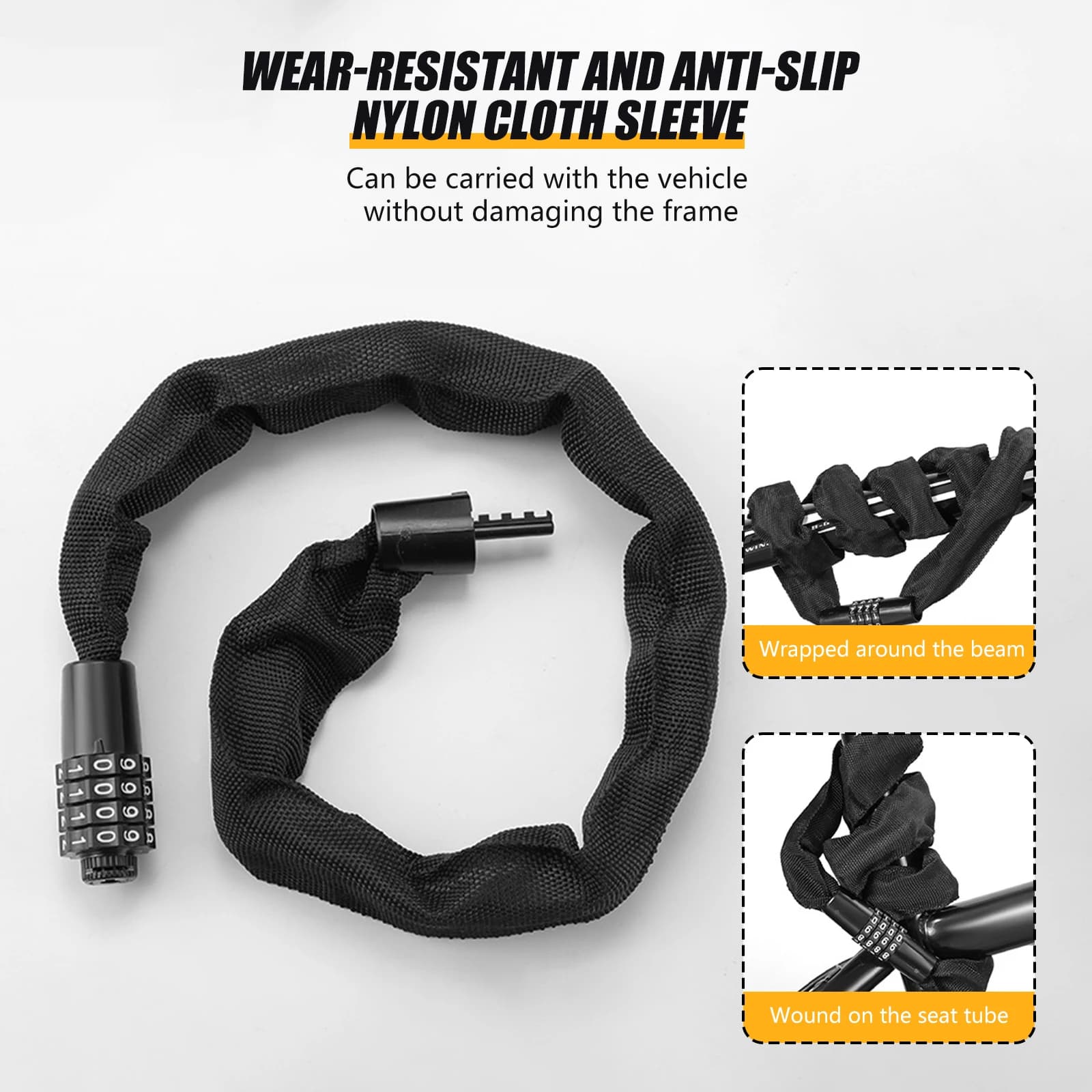 Lucchetto per bici Lucchetto a combinazione con codice a 5 cifre Impermeabile antiruggine per moto Auto elettrica Lucchetto a catena antifurto Serrature di sicurezza portatili