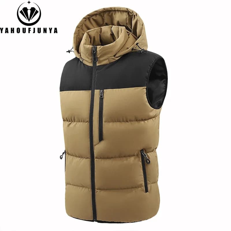 Hots inverno uomo outdoor antivento in pile staccabile gilet con cappuccio uomo senza maniche caldo casual moda cerniera gilet di marca cappotto maschile