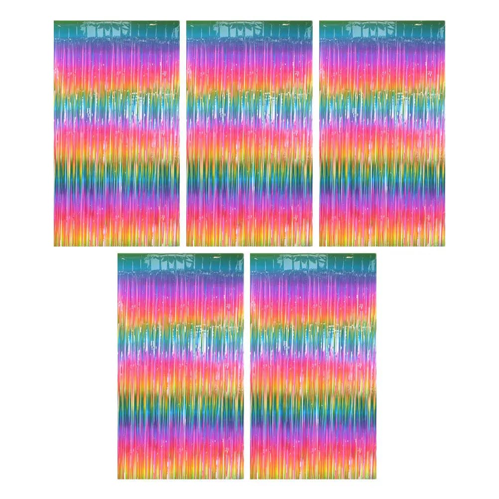 5 Pezzi Tenda di Lamina Arcobaleno, Sfondo Metallico Colorato per Foto, per Compleanno, Matrimonio, Fidanzamento, Festa, Addio al Nubilato, Discoteca