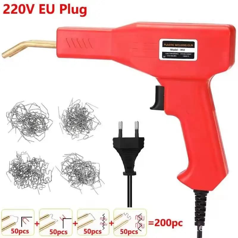 Kit Pistola per Saldatura Plastica 220V con 200 Graffette, Graffettatrice a Caldo Portatile per Riparazione Paraurti Auto e Kayak