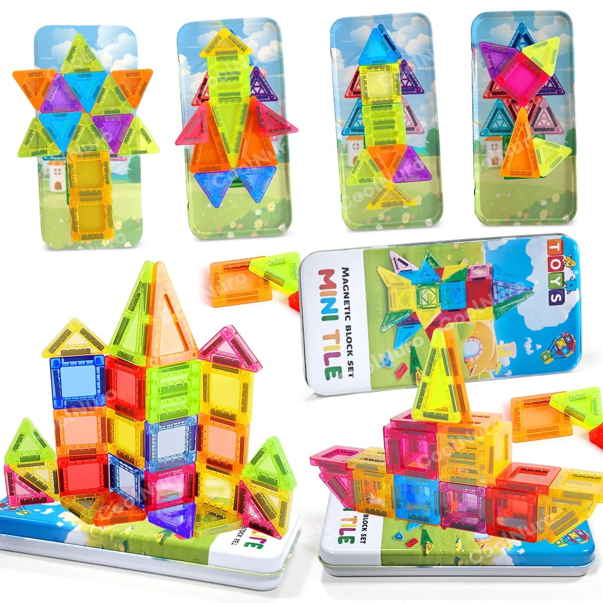 26/38 pezzi con scatola di ferro: set di blocchi magnetici colorati, adatto per l'apprendimento e l'educazione dei bambini, giocattoli magnetici, regali