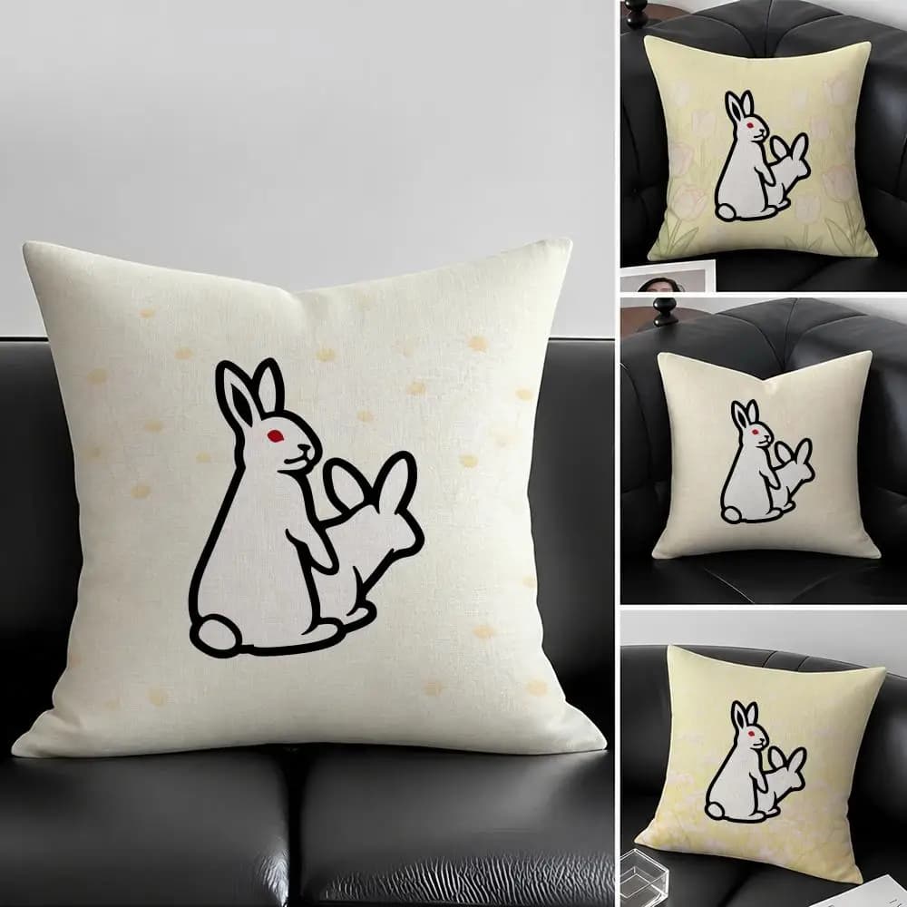 F-Fxxking RabbitsFR2S Set di fodere per cuscini in lino naturale, decorazione tutto in uno per divano, camera da letto e sedia