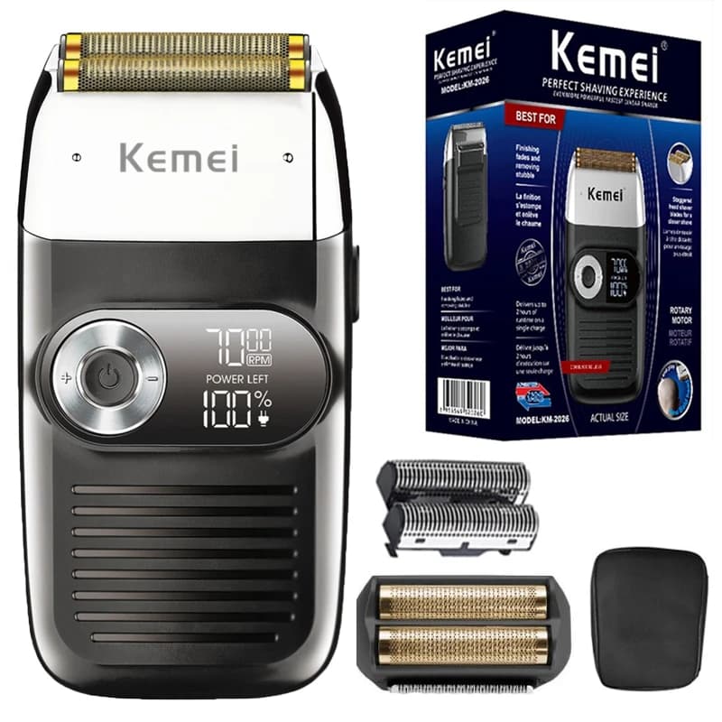 Kemei 2026 Rechargeable Hair Razor for Men Electric Shaver Shaver Electric Shaver Head Calve Shaving Machine for Barber Salon at Home