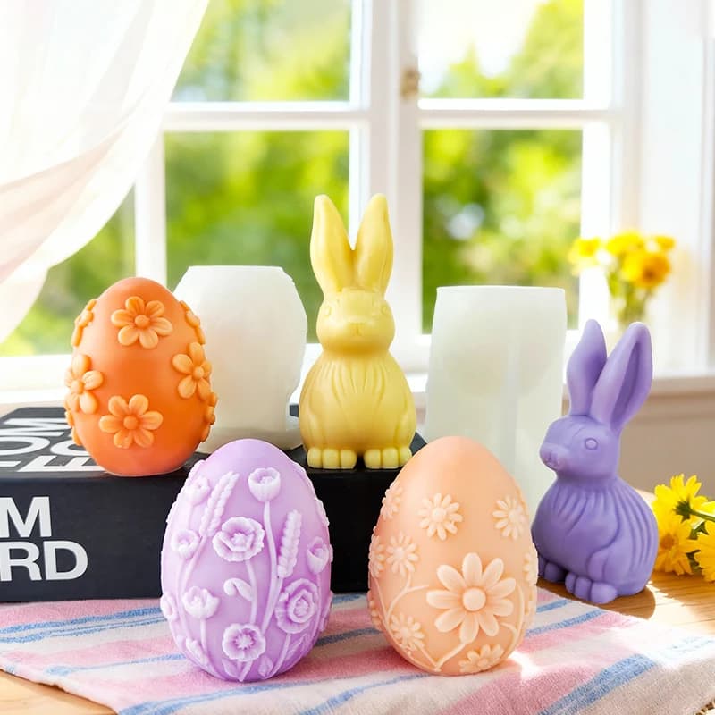 Easter Bunny egg flower candle Silicone Mold Fragrance Three-dimensional flower candle Rabbit candle Plaster abrasive