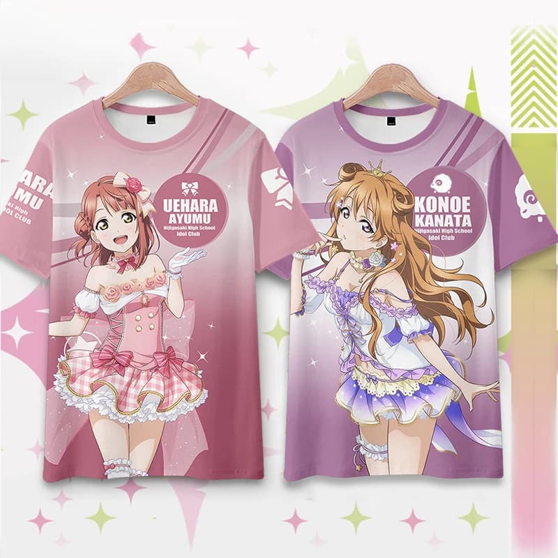 Love Live! Nijigasaki High School Idol Club 3D Print T Shirt donna uomo Konoe Kanata Uehara Ayumu Cosplay Graphic Tees Streetwear