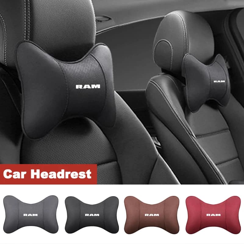 2Pcs Car Seat Headrest Auto Logo Neck Pillow For Dodge Ram Journey Charger Challenger Avenger Caliber Nitro Durango Accessories