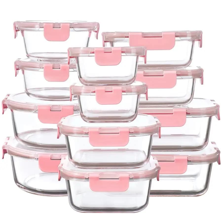 Set di Contenitori in Vetro con Coperchi, Contenitori Ermetici per Preparazione Pasti, Adatti per Lavastoviglie, Microonde e Congelatore