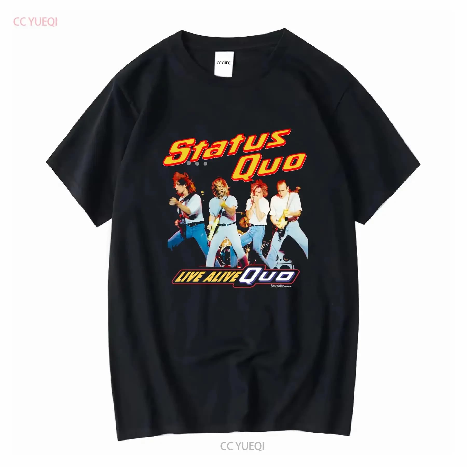Status Quo Band Live ALIVE 1992 Per i fan S 5XL T Shirt BI04_276 vintage lavato Grafica di moda versatile Elegante
