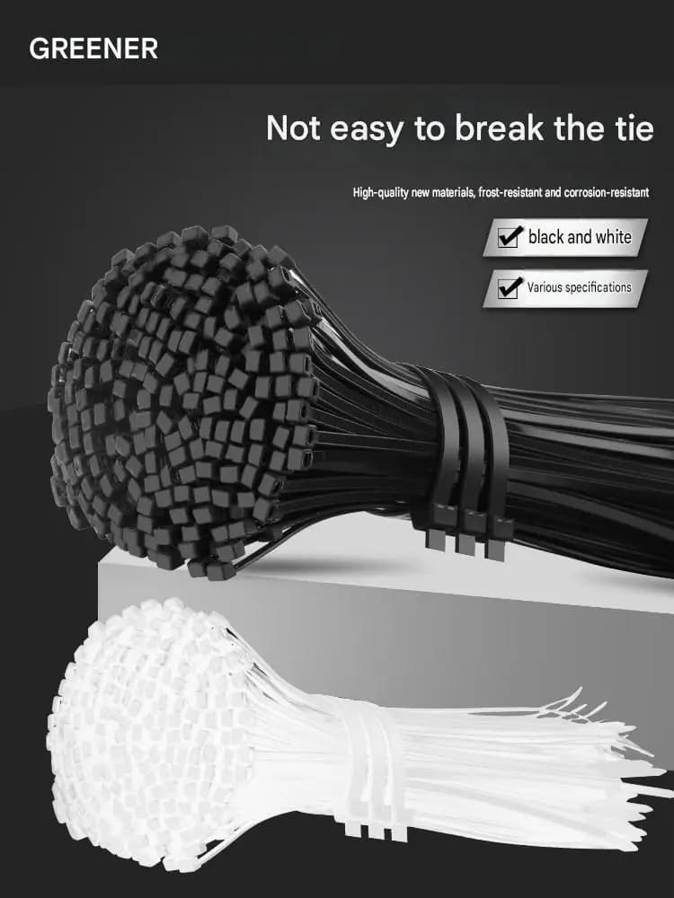 Nylon Cable Ties Self-Locking Wire Bundling Straps Strong Plastic Fasteners Cord Organizer