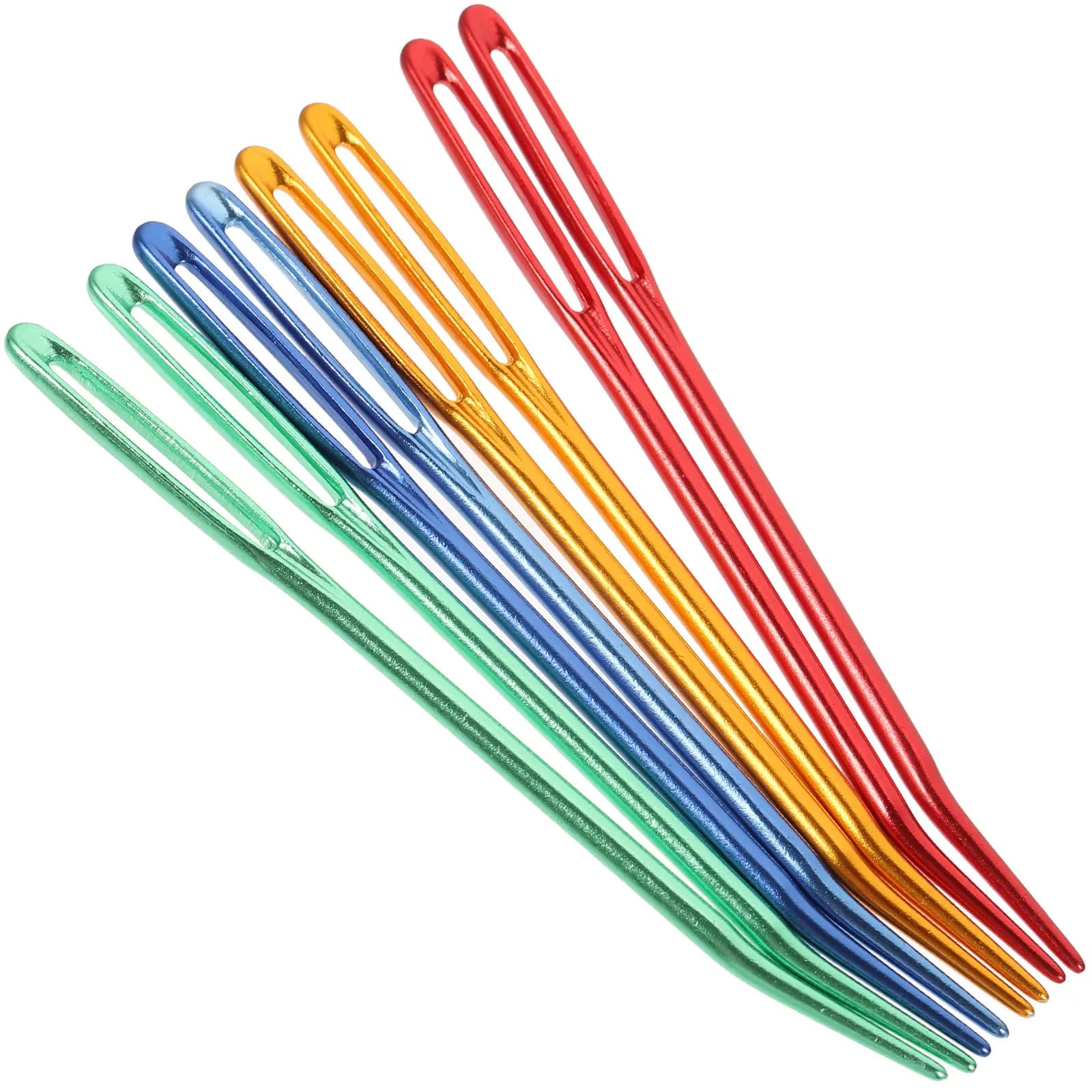 Set di 8 Aghi in Alluminio per Lavoro a Maglia, Aghi Curvi con Punta Smussata, Occhiello Grande, Impugnatura Ergonomica per Principianti di Lavoro a Maglia e Uncinetto, per Maglioni