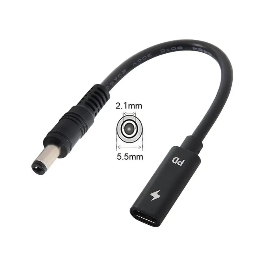 Cavo USB3.1 da tipo C a CC 5,5 * 2,5 Ingresso USB-C femmina a CC 5,5 * 2,5 mm 5,5 * 2,1 4,8 * 1,7 Cavo di ricarica PD di alimentazione adatto per laptop 18-20 V