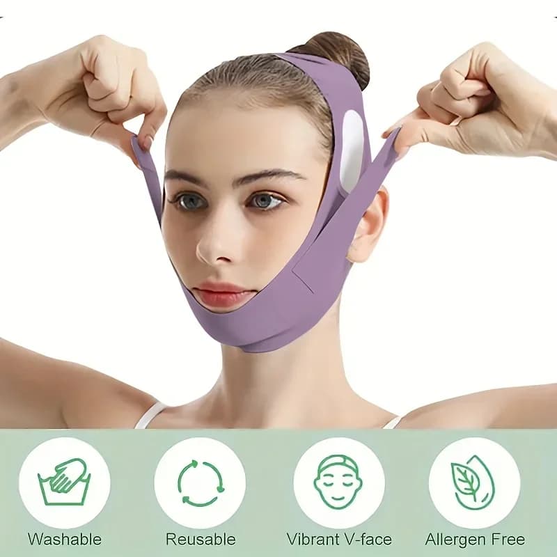 Night Face Lifting Belt with Grafene Fiber - Dual Menth Reducer and Mascella Line Definitor, Washable and Reusable Beauty Strap, 5 Measures