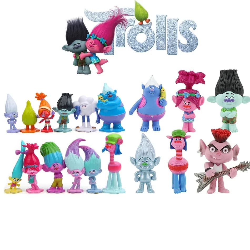 6-18 pezzi Trolls Branch Critter Skitter Figura Cool Cute Kawaii Anime Figure Toy Doll Modello Decorazione Regali di compleanno